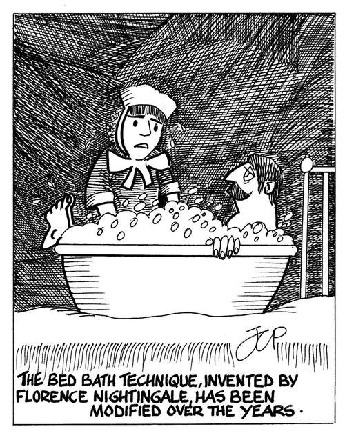 'The bed bath technique, invented by Florence Nightingale, has been modified over the years.'