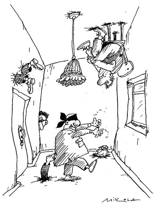 Men playing a version of hide and seek