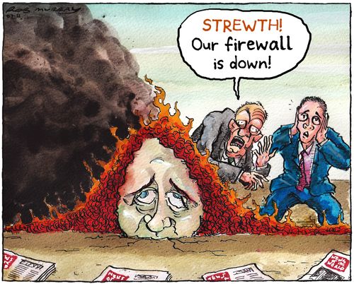 'STREWTH! Our firewall is down!' (Rupert and James Murdoch cease to be shielded after Rebekah Brooks resigns)