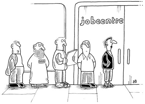 Jobcentre, God in queue.