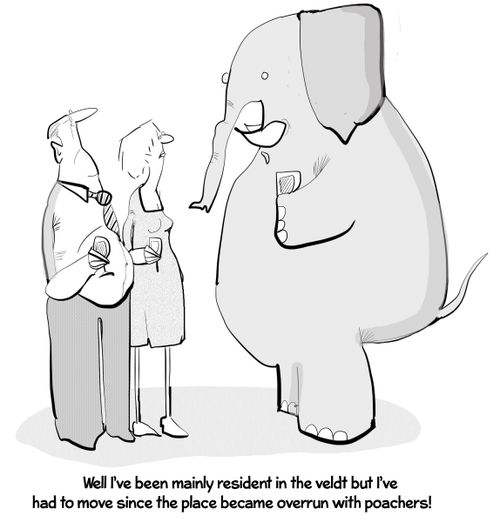 "Well I've been mainly resident in the veldt but I've had to move since the place became overrun with poachers!"