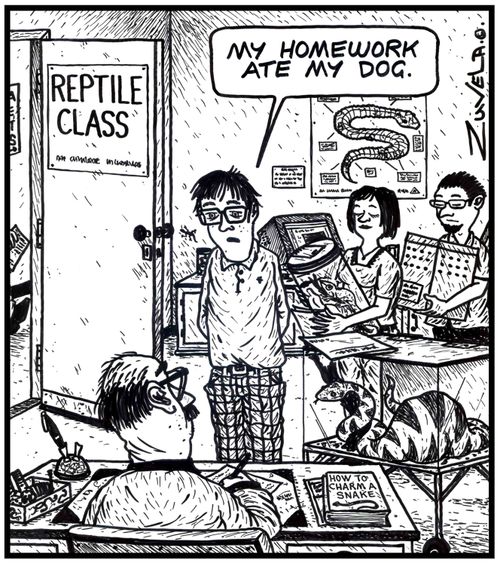 Reptile Class: 'My homework ate my dog.' 