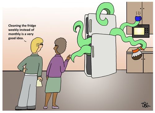 "Cleaning the fridge weekly instead of monthly is a very good idea."