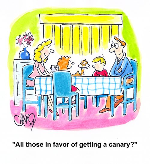 As cat raises paw: 'All those in favor of getting a canary?'