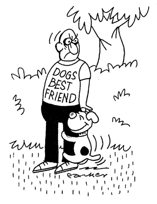 Man wearing T-Shirt saying 'Dog's Best Friend'