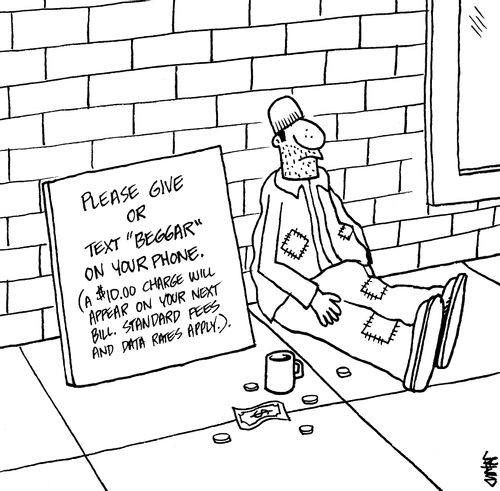 Please Give or Text 'Beggar' on Your Phone (A $10 charge will appear on your next bill. Standard fees and data rates apply.)