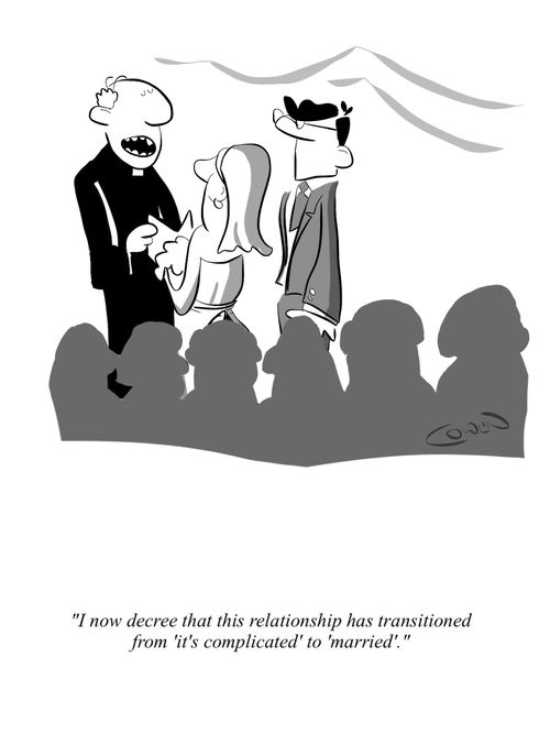 "I now decree that this relationship has transitioned from 'it's complicated' to 'married'."