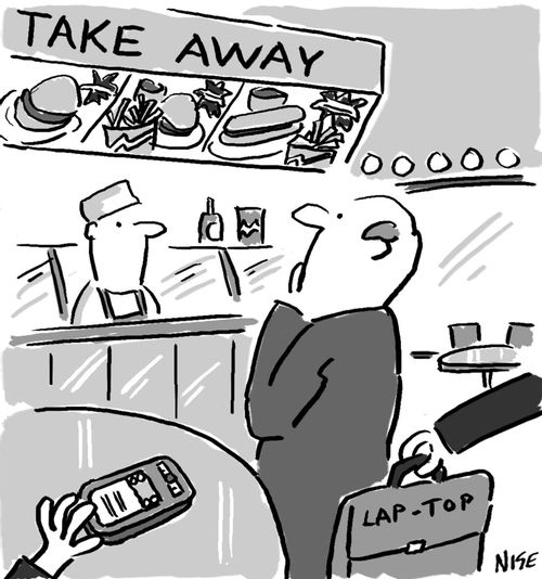 Man is robbed whilst he decides what to eat.