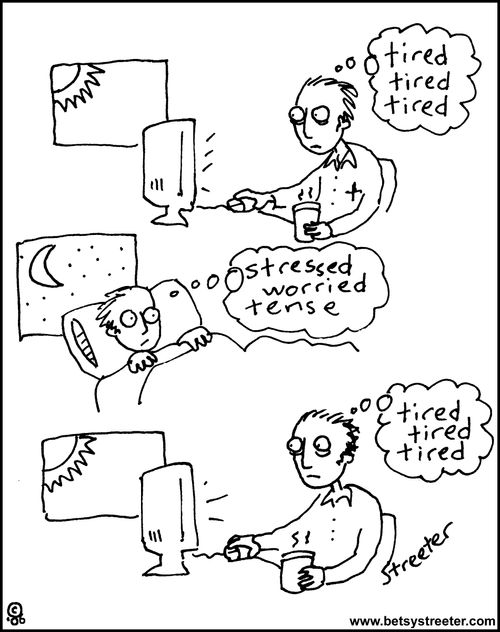 Tired - Stressed - Tired.