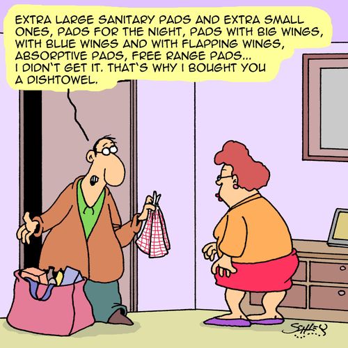 "Extra large sanitary pads and extra small ones, pads for the night..."