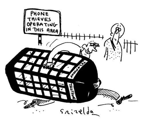 'Phone thief' stealing a phone box.