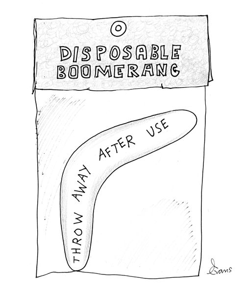 Disposable Boomerang - 'Throw away after use.'