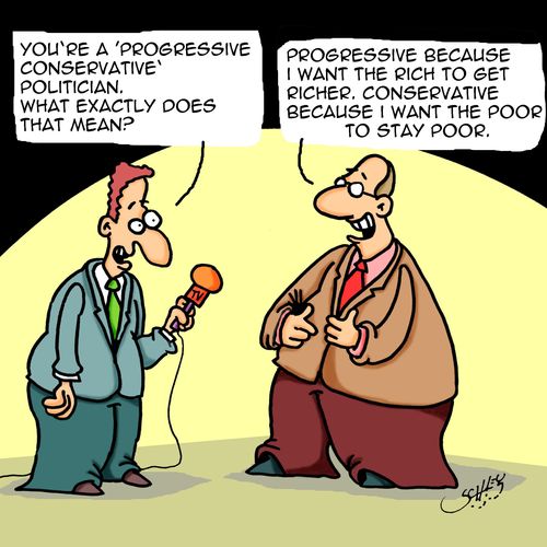 "You're a 'Progressive Conservative' politician. What exactly does that mean?"