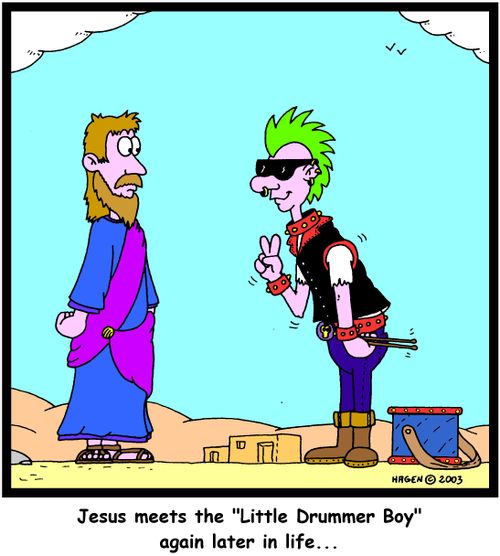 Jesus meets the 'Little Drummer Boy' again later in life...