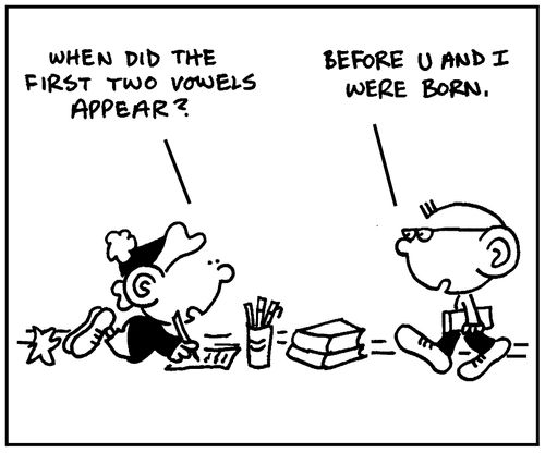 'When did the first two vowels appear?'
