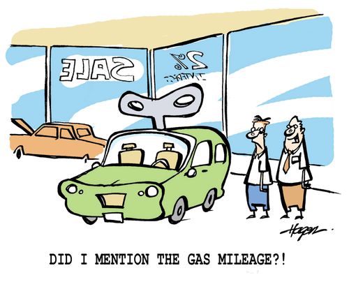 'Did I mention the gas mileage?!'