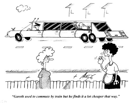 'Gareth used to commute by train but he finds it a lot cheaper that way.'