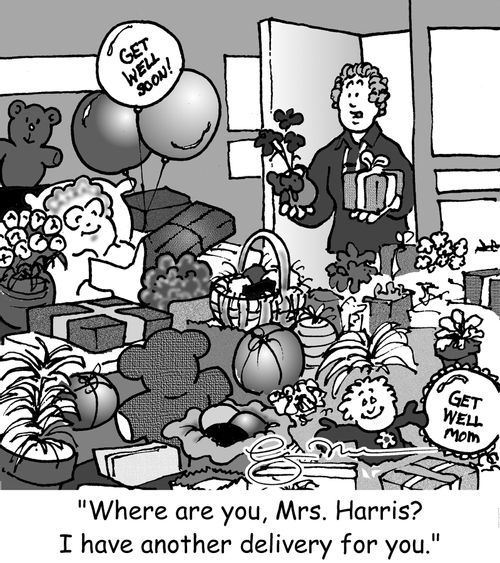 'Where are you, Mrs. Harris? I have another delivery for you.'