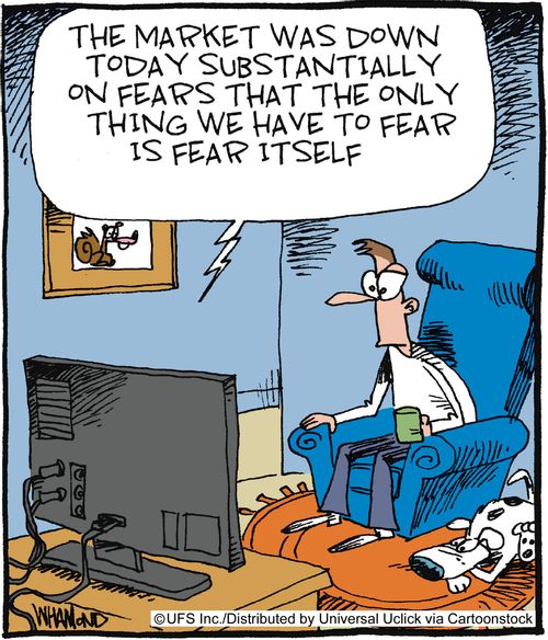 'The market was down today substantially on fears that the only thing we have to fear is fear itself.'