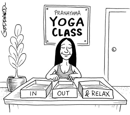 Yoga class intrays - in/out/relax.