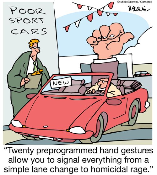 "Twenty preprogrammed hand gestures allow you to signal everything from a simple lane change to homicidal rage."