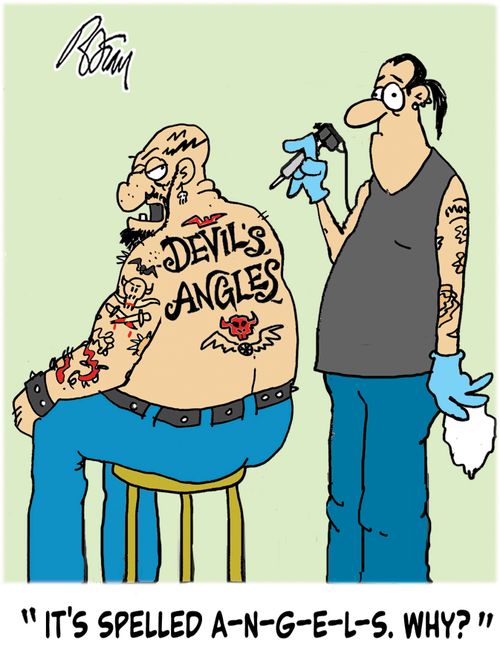 "It's spelled A-N-G-E-L-S. Why?"