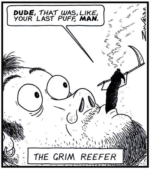 The Grim Reefer: 'DUDE,that was,like,your last puff,MAN.'