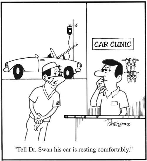 'Tell Dr. Swan his car is resting comfortably.'