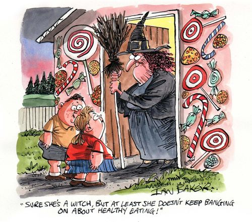 'Sure she's a witch, but at least she doesn't keep banging on about healthy eating!'