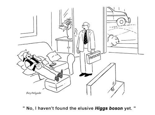 'No, I haven't found the elusive Higgs boson yet.'
