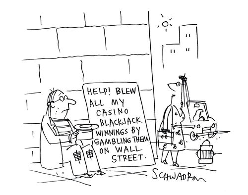 'Help! Blew all my casino Blackjack winnings by gambling them on wall street!'
