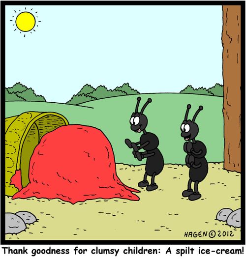 'Thank goodness for clumsy children: A spilt ice-cream!'