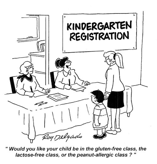 'Would you like your child be in the gluten-free class, the lactose-free class, or the peanut-allergic class?'