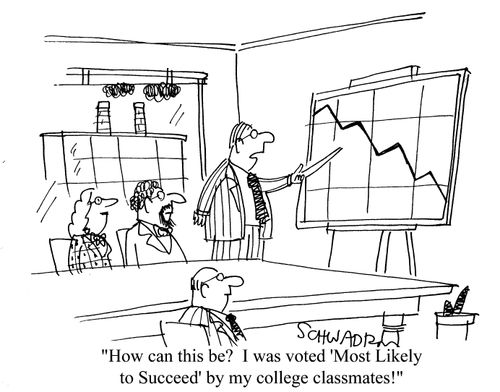 'How can this be? I was voted 'Most liekly to suceed' by my college classmates!'