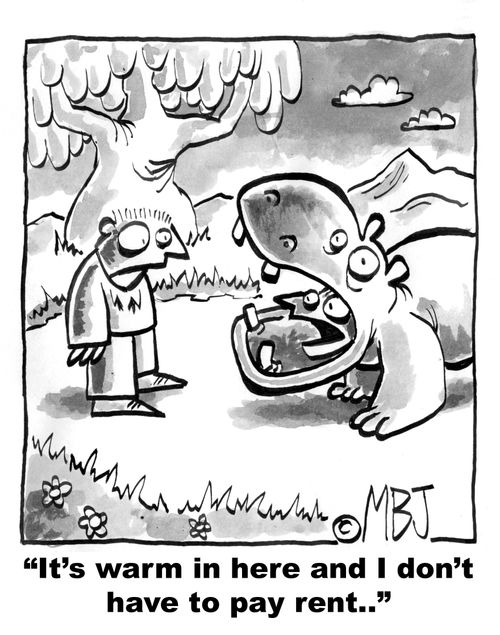 Man inside Hippo - 'It's warm in here and I don't have to pay rent..'