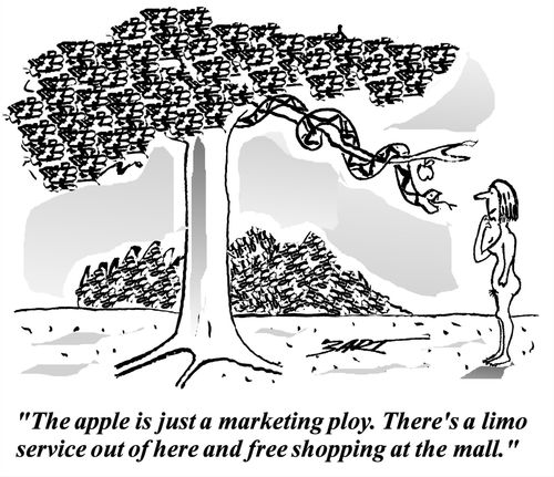 'The apple is just a marketing ploy. There's a limo service out of here and free shopping at the mall.'