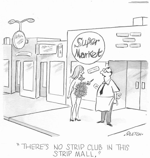 'There's no strip club in this strip mall.'
