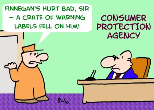 'Finnegan's hurt bad, sir -- a crate of warning labels fell on him!'