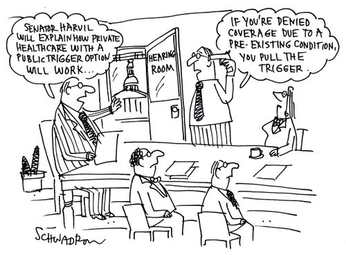 'Senator Harvil will explain how private health care with a public trigger option will work.'