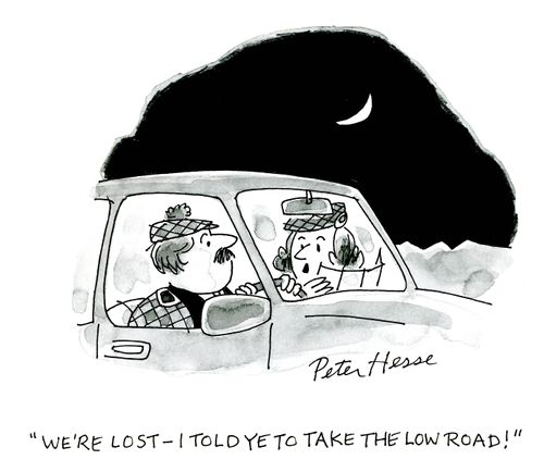 'We're lost - I told ye to take the low road!'