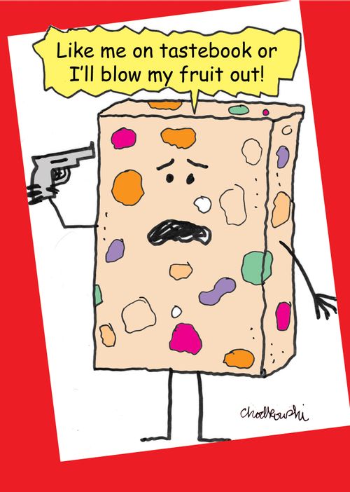 "Like me on tastebook or I'll blow my fruit out!"