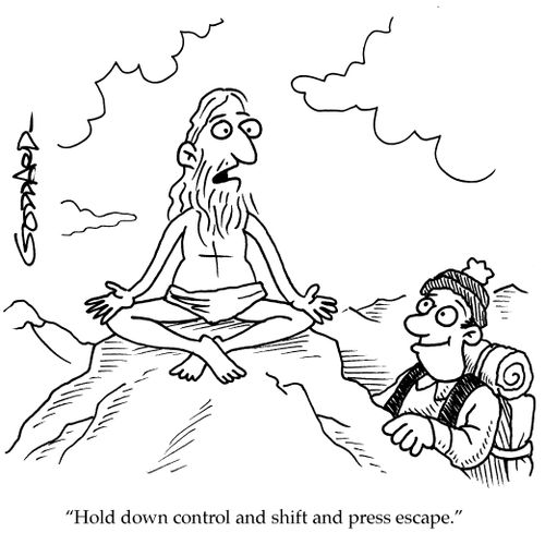 "Hold down control and shift and press escape."