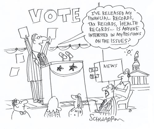 'I've released my financial records, tax records, health records...is anyone interested in my position on the issues?'