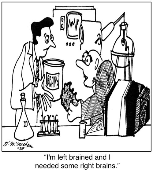 'I'm left brained and I needed some right brains.'