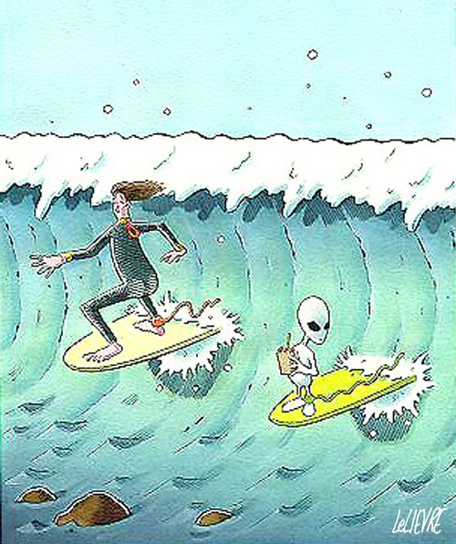 Surfing alien.