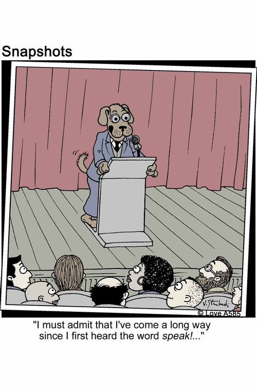 'I must admit that I've come a long way since I first heard the word speak!...'