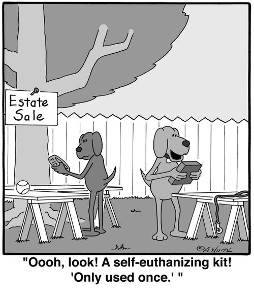 'Oooh, look! A self-euthanizing kit! 'Only used once.''