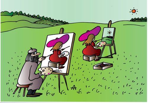Artist paints an artist.