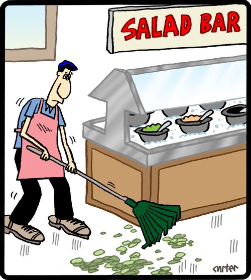 Salad bar raking.