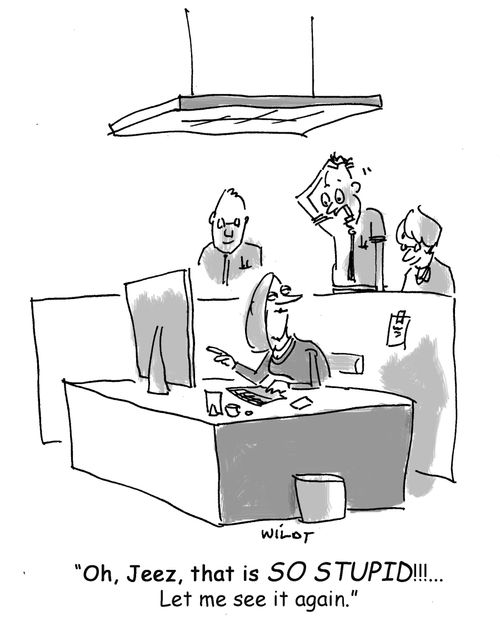 'Oh, Jeez, that is SO STUPID!!!... Let me see it again.'